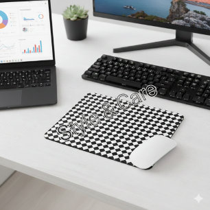 Solid Black and White Chevron Pattern Mouse Mat