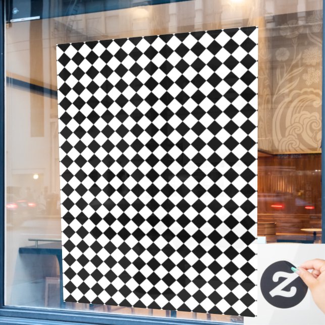 Solid Black and White Chevron Pattern Window Cling (Cafe Window)