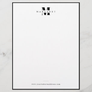 Solid Black Border Bold Letter Simple Monogram Custom Letterhead