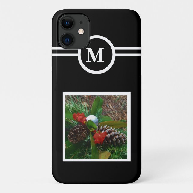 Solid black, custom monogram initial, your photo Case-Mate iPhone case (Back)
