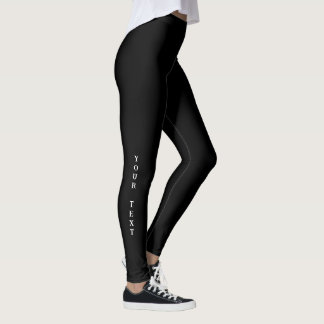 Solid Black - Customise Text or leave Blank Leggings