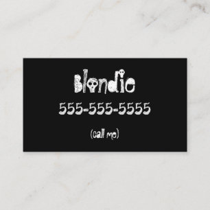 Solid Black Goth Call Me Cards