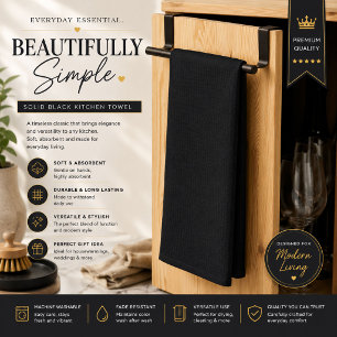 Solid Black Kitchen Towel