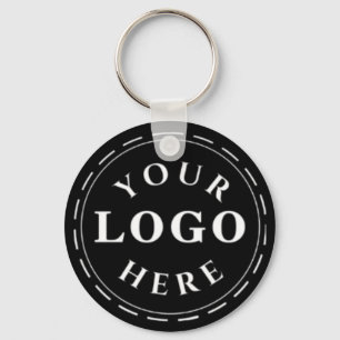 Solid Black Logo Keychain with QR Code