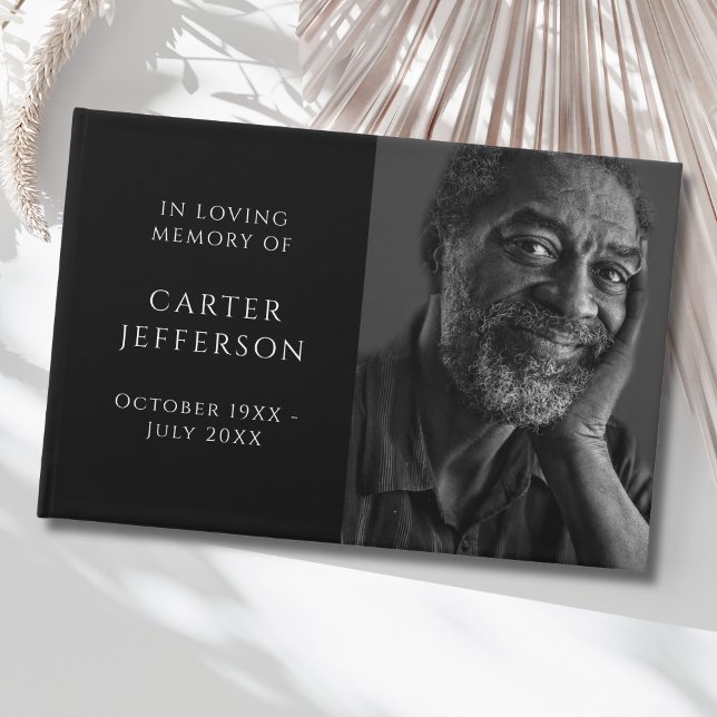 Solid Black Photo Memorial Guest Book (Photo Memorial Guest Book)