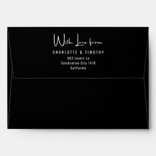 Solid Black Script With Love From Wedding  Envelope