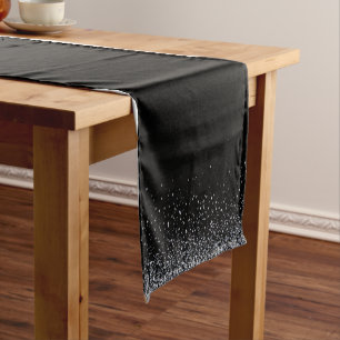 Solid Black & Silver Glitter Table Runner