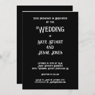Solid Black Wedding Invitation