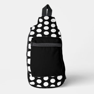 Solid Black White Polka Dots Sling Bag