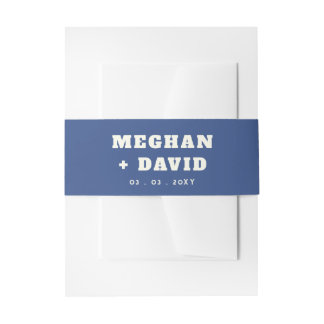 Solid Blue Wedding Invitation Belly Band