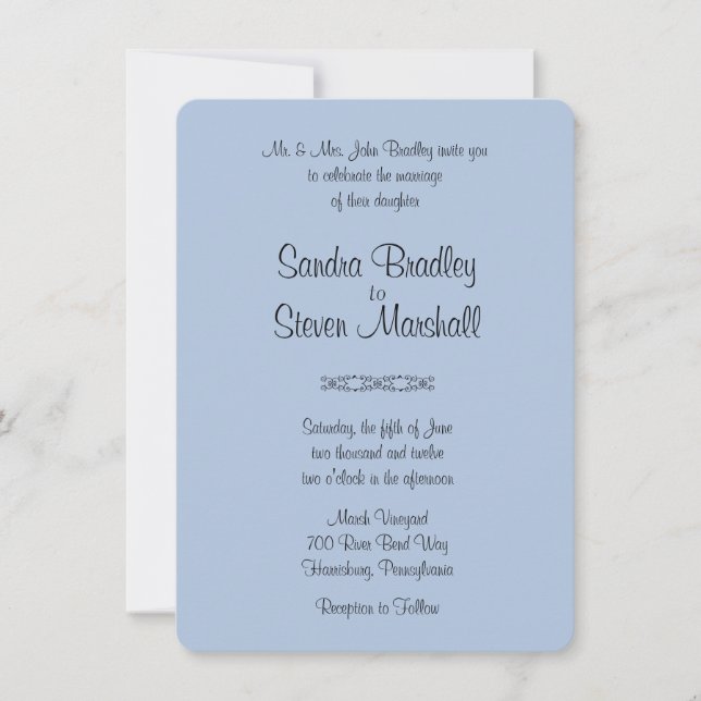 Solid Blue Wedding Invitations (Front)