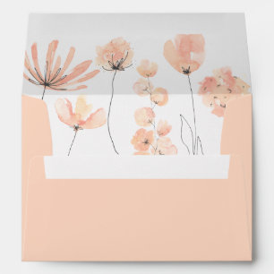 Solid Blush & Blooms Watercolor Floral Invitation Envelope
