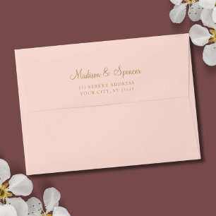 Solid Blush Pink Pastel Wedding 5x7 Envelope