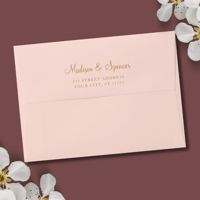 Solid Blush Pink Pastel Wedding 5x7 Envelope (Blush Pink Envelope)