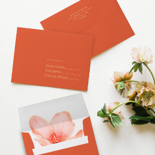 Solid bold Bright orange modern wedding Envelope