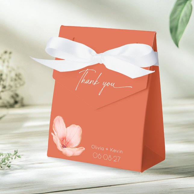 Solid bold Bright orange modern wedding Favour Box (Creator Uploaded)