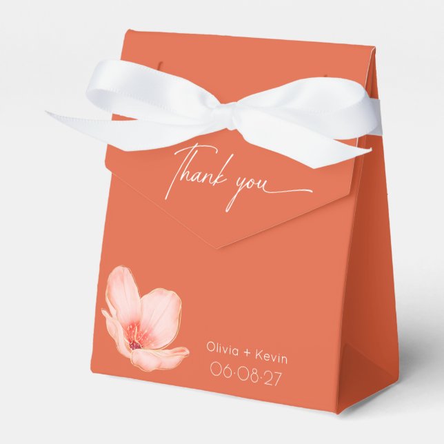 Solid bold Bright orange modern wedding Favour Box (Front Side)