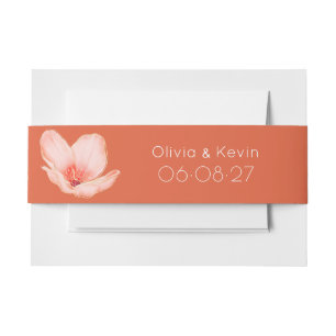Solid bold Bright orange modern wedding Invitation Belly Band