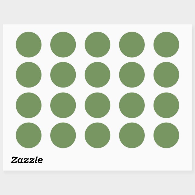 Solid Boston fern rustic green Classic Round Sticker (Sheet)