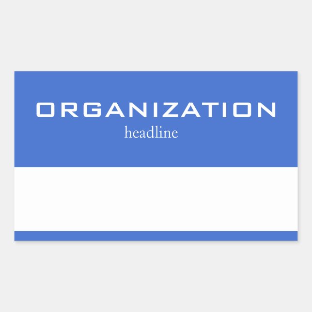 Solid Bright Blue White Headline Name Tag Labels (Front)