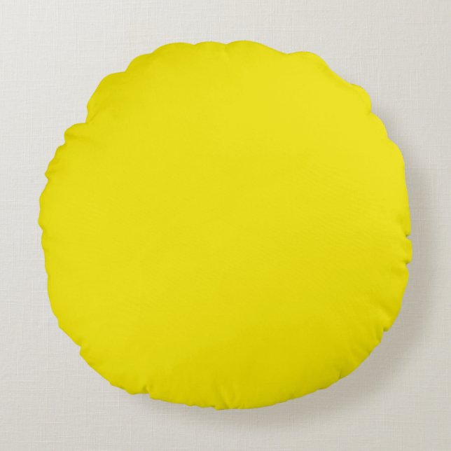 Solid bright canary yellow round cushion (Front)