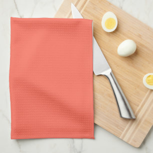 Solid bright coral tea towel