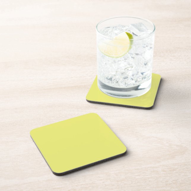 Solid Bright Lemon Yellow Square Coaster (Right Side)