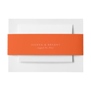 Solid Bright Orange Colour Wedding Invitation Belly Band