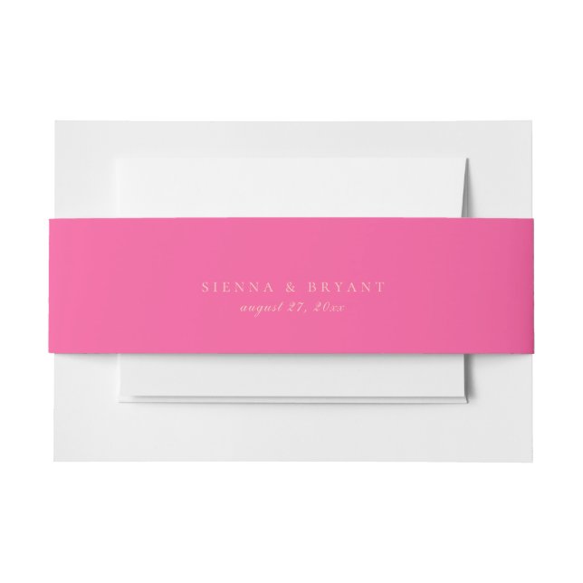 Solid Bright Pink Colour Wedding Invitation Belly Band (Front Example)