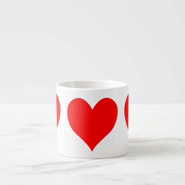 Solid Bright Red Cute Heart Espresso Cup (Front)