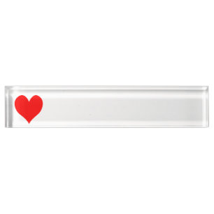 Solid Bright Red Cute Heart Nameplate