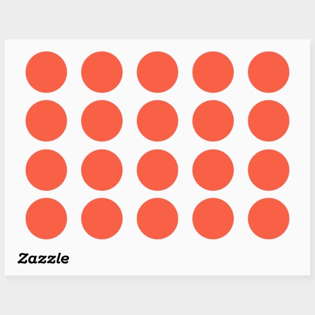 Solid bright red orange classic round sticker (Sheet)