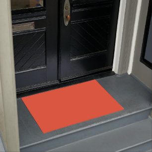 Solid bright red orange doormat