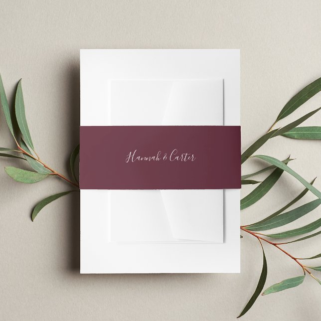 Solid Burgundy Wedding Invitation Belly Band (Creator Uploaded)