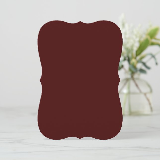 Solid Burnt Maroon Bracket Edge Flat Greeting Card (Standing Front)