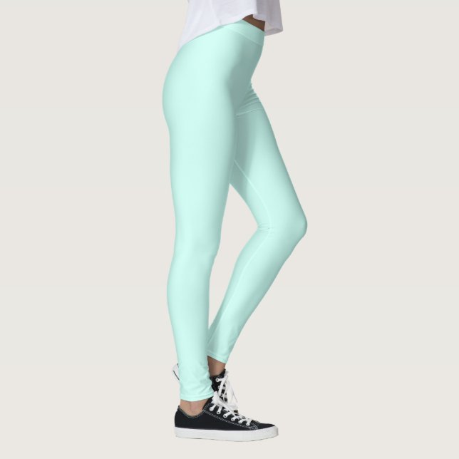 Solid cameo green mint soft turquoise leggings (Right)