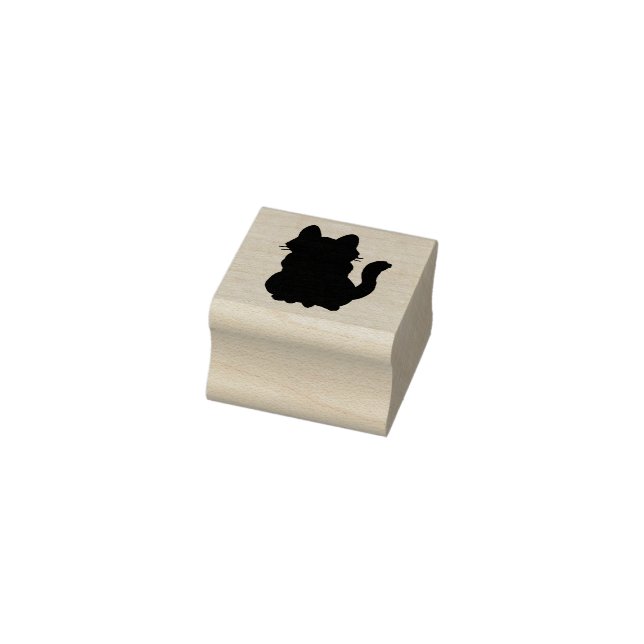 Solid Cat Kitten Animal Silhouette Outline Rubber Stamp (Stamp)