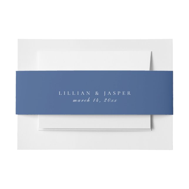 Solid Classic Blue Wedding Invitation Belly Band (Front Example)