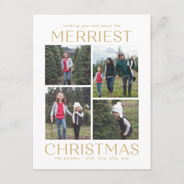 Solid Clean Collage Christmas Postcard (Front)