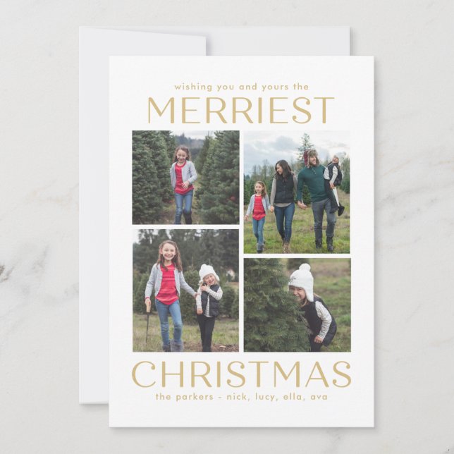 Solid Clean Collage Editable Colour Christmas Card (Front)