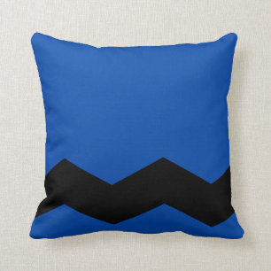 Solid Cobalt Blue and Zig Zag Design Cushion