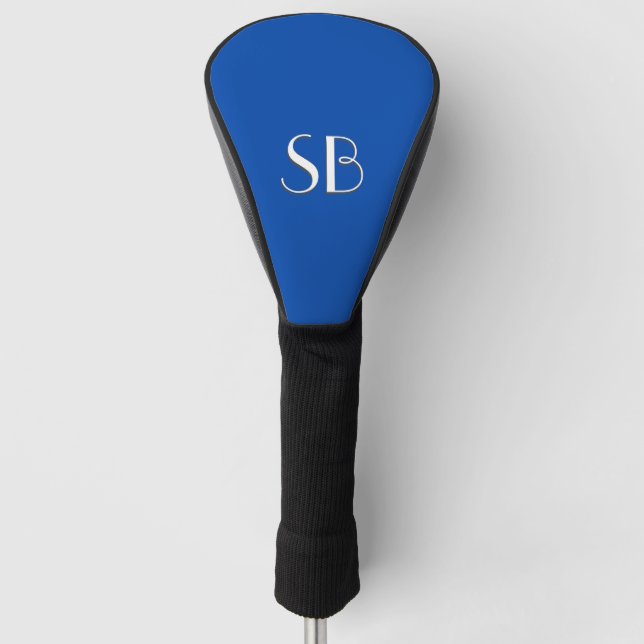 Solid Cobalt Blue Monogram Golf Head Cover (Front)