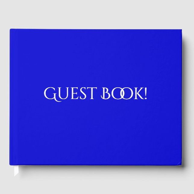Solid Cobalt Blue Text Date Spine Guest Book (Front)