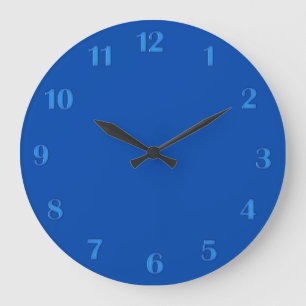 Solid Cobalt Blue with Blue Numbers Wall Clock