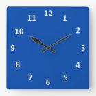 Solid Cobalt Blue with White Numbers Wall Clock