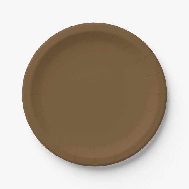 Solid coffee brown paper plate (Front)