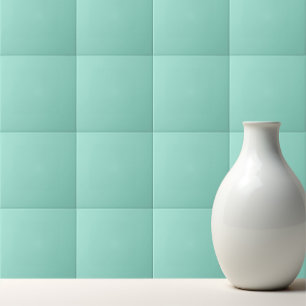 Solid color Beach Glass plain aqua green mint  Tile
