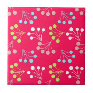 Solid color berries simple pattern retro sixties  tile