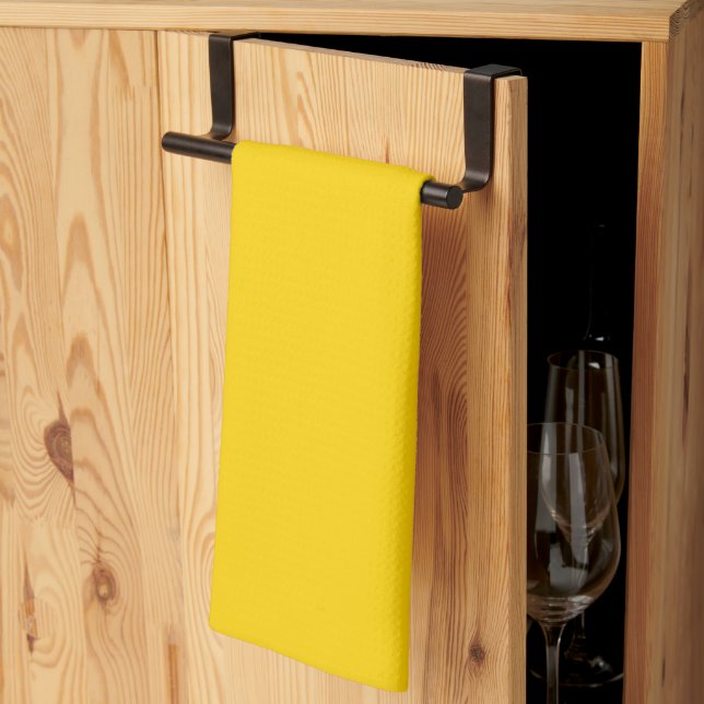 Solid color bright yellow tea towel (Thirds Fold)