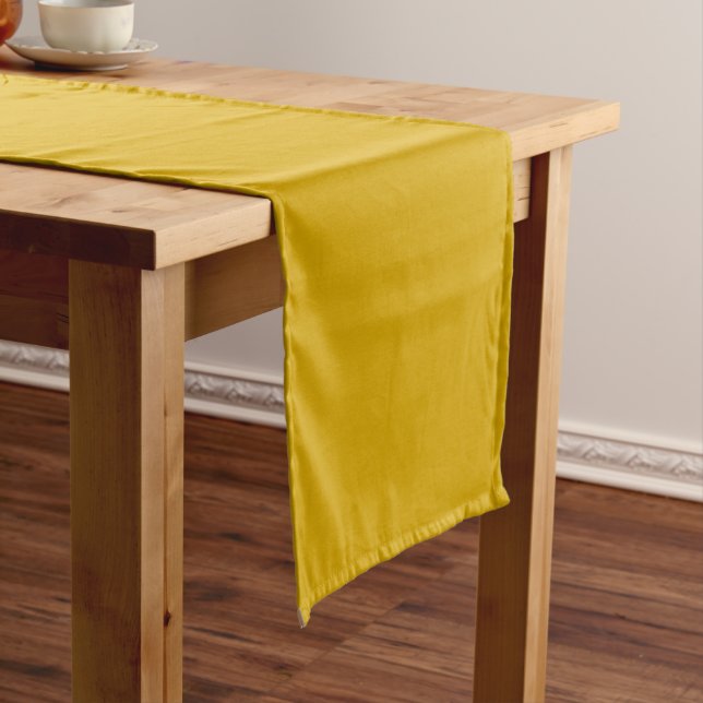 Solid color mustard yellow short table runner (In Situ)